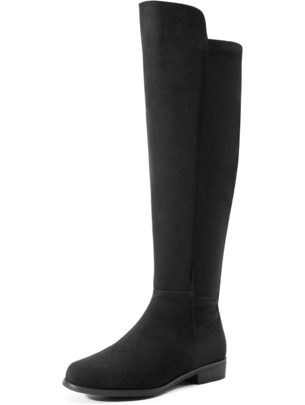 DREAM PAIRS Womens Suede/Fabric Knee High Boots Zipper Black